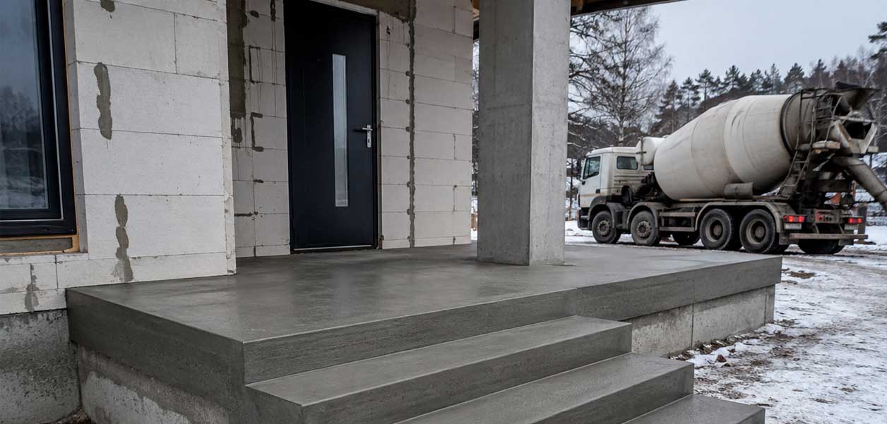 Бетон с противоморозной добавкой ПМД для крыльца в холодный сезон